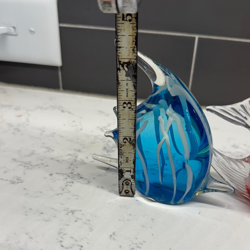 Vintage Glass Fish Decor in Blue and Red - Picture 4 of 12